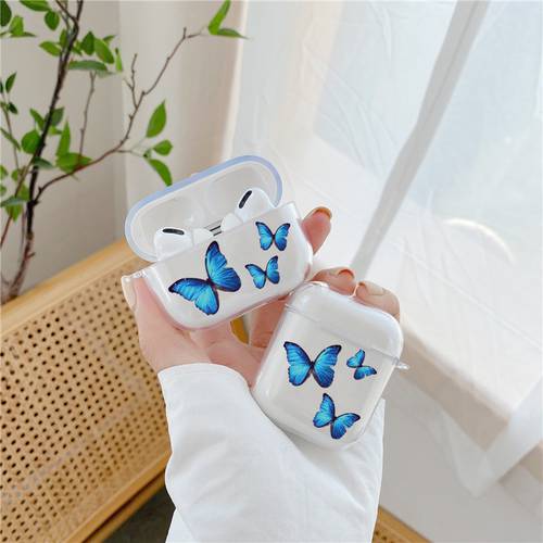 Cute Blue Monarch Pink Butterfly Headphone Case For Airpods 3 2 1 Bear Animal Clear Soft Earphone Cover For Airpods 3 Pro Bumper