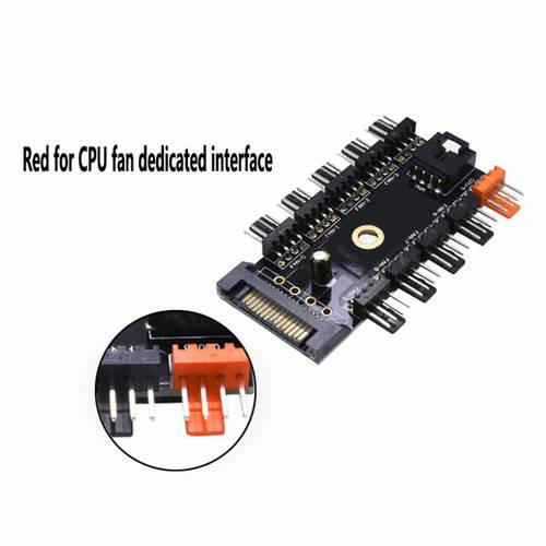 10 Sets Gdstime SATA to 10 Ports 4 Pin 1-to-10 Channel 4Pin Chassis Fan Hub with PWM Cable Socket Adapter Converter