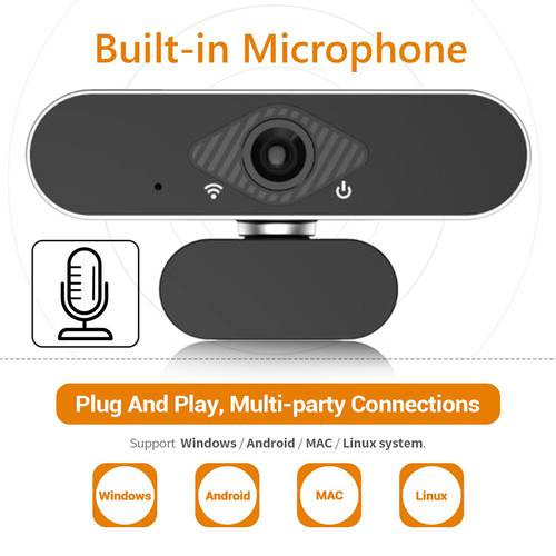 1080P Full HD Webcam with Built-in HD Microphone USB Driver Free Web Camera for Live Streaming Video Conference Smart TV