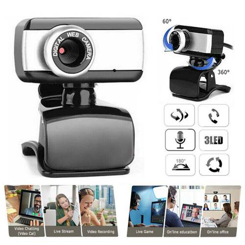USB 2.0 HD Webcam Camera Webcam High Definition Camera Web Cam with Microphone for Computer PC Laptop Desktop