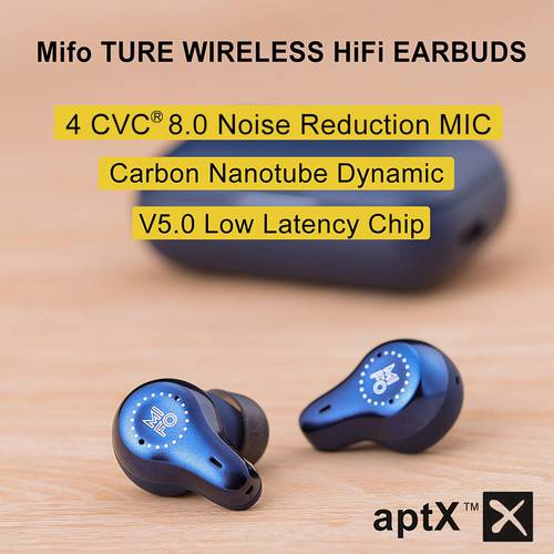 Mifo O7 True Wireless Earbuds Bluetooth 5.0 Carbon Nanotube Dynamic Earphones APTX Noise Cancelling TWS Earbuds with 4 Mics