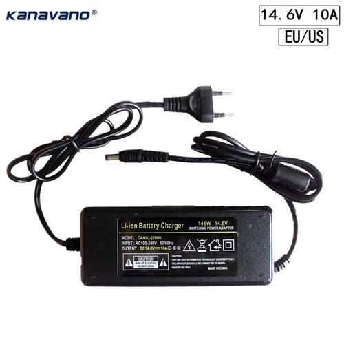 Capacity 12.6V Charger 14.6v 2a5A 10A Battery charger adapter DC 5.5 * 2.1 MM 18650 Lithium Power Adapter EU/US Plug 110V/220V