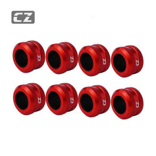 8PCS CZ G1/4 OD14MM Anti Off Hard Tube Fittings 10x14MM PETG Acrylic Tube Connector ,Black ,White,Silver ,Red,Blue