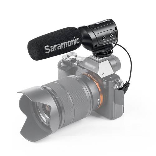 Saramonic SR-M3 Mini Directional Condenser Microphone with Integrated Shockmount, Switches for DSLR Cameras & Camcorders