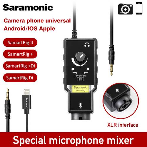 Saramonic Smartrig XLR Microphone Preamplifier Audio Adapter Mixer Compatible with smartphones Guita for DSLR Camera iPhone 7s 6