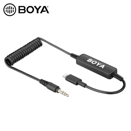 BOYA 35C-L 3.5mm TRS to Lightning for Phone Audio Cable Self-Powered Microphones with Carrying Case for iPhone iPad iOS