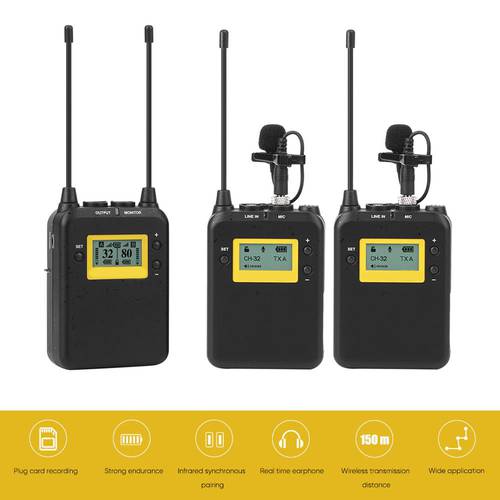 LENSGO LWM-328C 2 In 1 Mobile Phone Live Wireless Collar Clip Microphone Mic for Recording