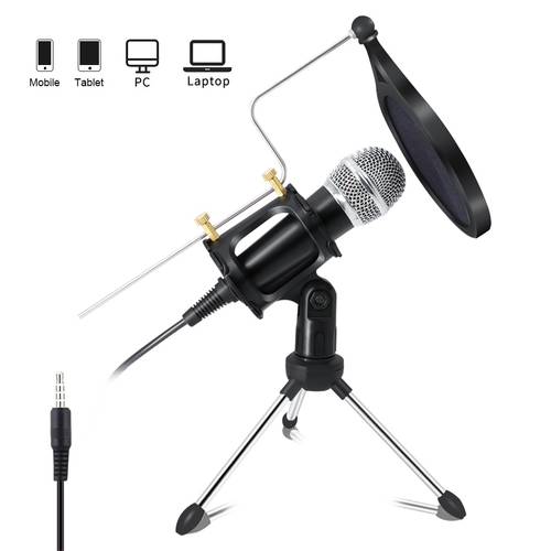 Professional Recording Condenser Microphone Mobile Phone Microphone 3.5mm Jack Microfone For Computer PC Karaoke Mic For Phone