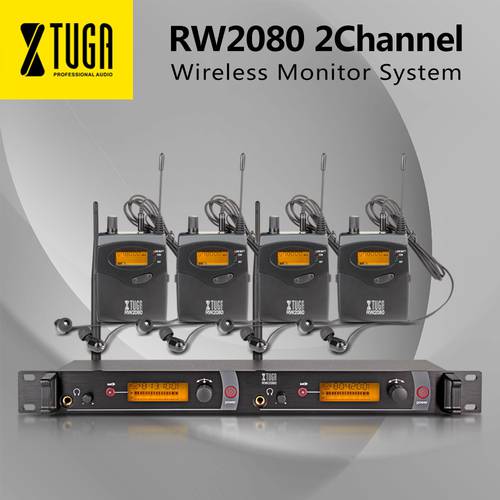 XTUGA Top QualityRW2080 Stage Monitor Professional 2 Channel 4 Bodypack in Ear Monitor Wireless System SR2050 TypeWhole Metal