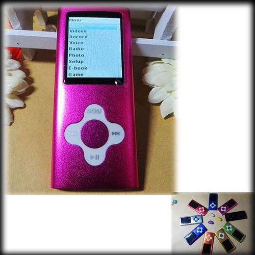 by dhl or ems 20pcs plum blossom 1.8 inch screen 4th gen mp4 player 4gb mp3 player with FM radio