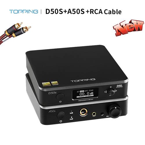 TOPPING A50s+TOPPING D50s with RCA cable,TOPPING A50s Headphone Amplifier with TOPPING D50s USB DAC