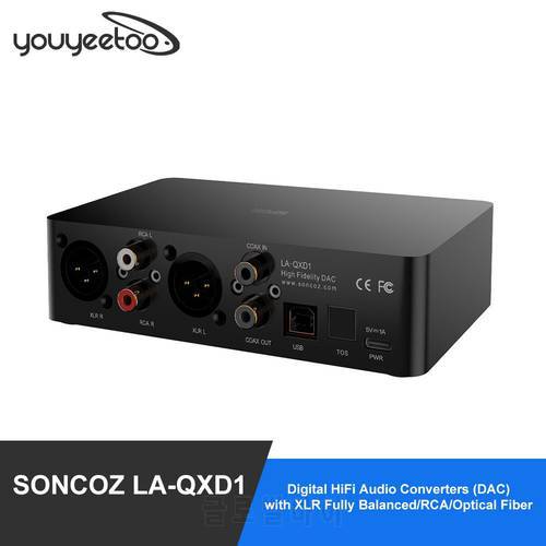 youyeetooSONCOZ LA-QXD1 Digital HiFi Audio Converters(DAC) with XLR Fully Balanced/RCA/Optical Fiber Low Noise Windows khadas