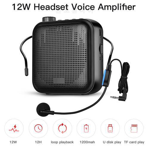 Ueevii 12W Portable Voice Amplifier U-Disk Megaphone Microphone Mp3 Player Speaker For Classroom Teachers Lecture Tour Guide