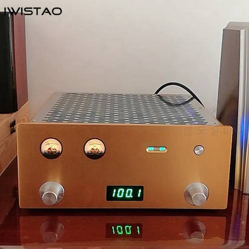 IWISTAO Tube FM Stereo Radio Built-in Power Amplifier 6P1 2X3.5W Whole Aluminum Chassis Gold High Sensitivity HIFI Audio