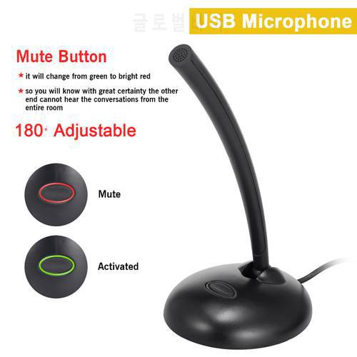 USB Microphone Computer Recording Mic with Mute Button & LED Indicator for Laptop PC Online Meeting Chatting Voice Recording Mic