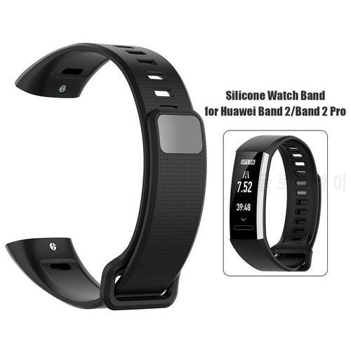 Soft Silicone Adjustable Bracelet Strap Watch Band Wristband Replacement for Huawei Band 2/Band 2 Pro/ERS-B19/ERS-B29 (Black)