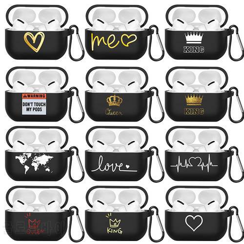 King Queen Letters Love Heart Cases for Apple airPods Pro Cover Headphone Wireless Earphone Bumper On For Airpods Charging Bags