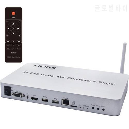 4K 2x3 HDMI Video Wall Controller With Player KVM USB Mouse Keyboard RS232 Support Wifi and DLAN Connection