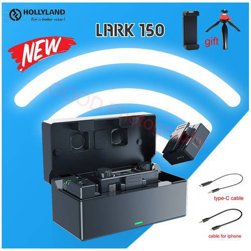 Hollyland LARK 150 Microphone For iPhone Android Smartphone LARK150 Wireless Lavalier Mic 2.4Ghz 3350mAh Charging Box for Camera