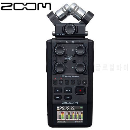 Zoom H6 BLK Portable Handheld Digital Recorder 6-Track For Interview X/Y Mic Audio Interface Operation Multi-Track For Musician