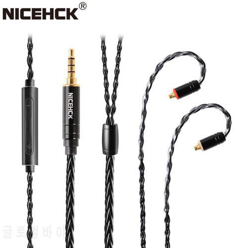 NiceHCK BlackWheat 8 Core Silver Plated Copper Microphone Cable MMCX/NX7/QDC/0.78 2Pin for DB3 ZSN ZST AS10 ZS10 EDX C10 CA4 C12