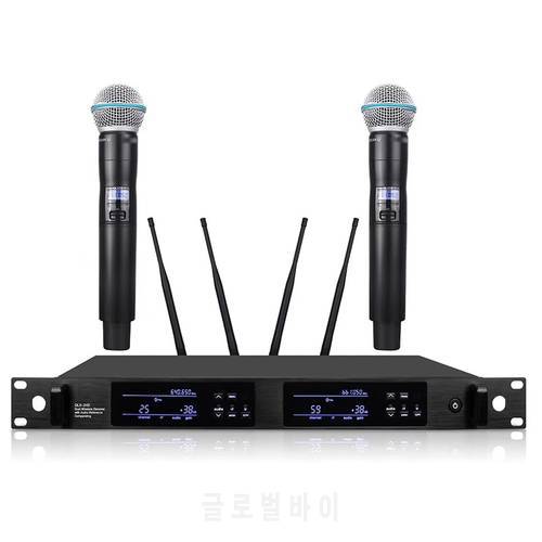 NewQLX-24D High Quality UHF Profeesional dual Wireless Microphone System stage performances a two wireless microphone