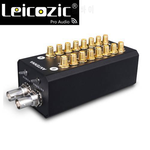 Leicozic 8 Channels Signal Amplifier Antenna Distribution System Audio RF Distributor For Recording Interview Wireless Microfone
