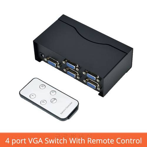 4 Port VGA Switch Box 4 In 1 Out HD Video Computer Display Conversion Sharer With Remote Control Switcher