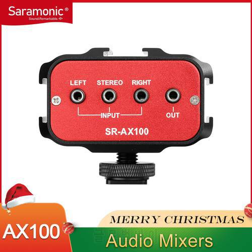 Saramonic SR-AX100 Universal Microphone Audio Adapter Mixer with Stereo & Dual Mono 3.5mm Inputs for DSLR Cameras & Camcorders
