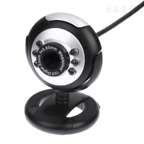 480P Webcam CMOS Computer Cameras USB 2.0 50.0M 6 LED Webcam 3 Mega Webcam 6 LED Miniphone Webcamera With MIC For PC Laptop