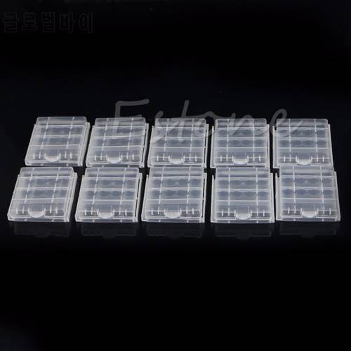 10PCS Hard Plastic Battery Case Holder Storage Box for 4X AA AAA Battery White
