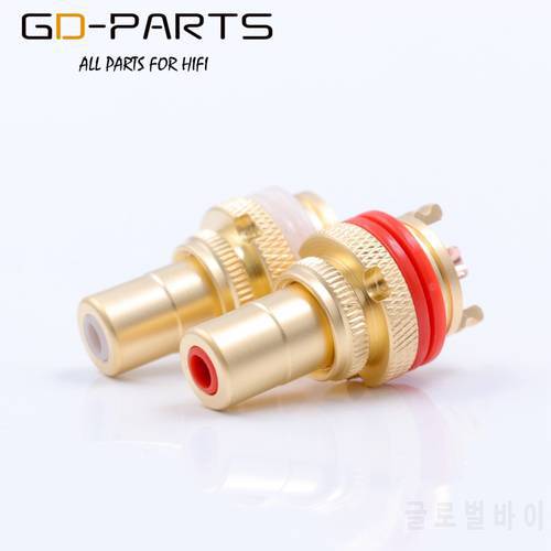 GD-PARTS Gold Plated Brass Female RCA Jack Connector Terminal AMP TV Audio Video Signal Input Output Copper Pin Hifi Audio DIY