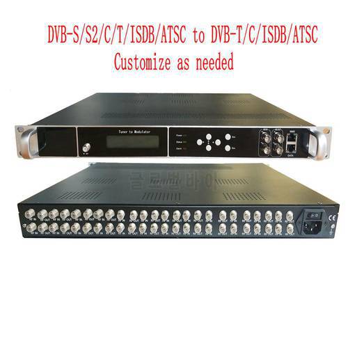 DVB-S/S2/DVB-T2/ISDBT/ATSC digital radio frequency converter Customized 24-channel Tuner to IP/ASI/receiving multiplex modulatio