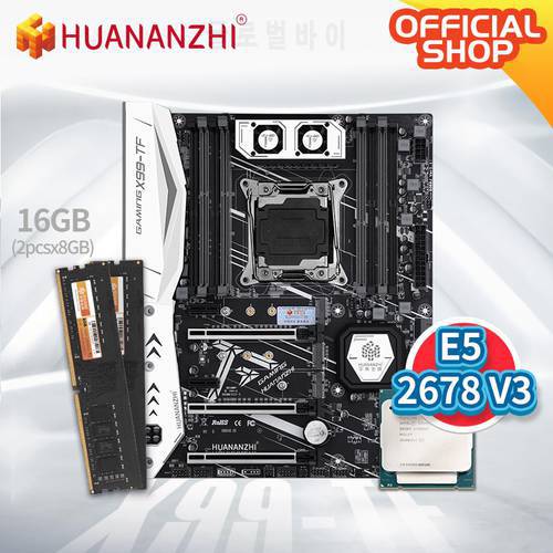 HUANANZHI TF LGA 2011-3 Motherboard with Intel XEON E5 2678 V3 with 2*8G DDR4 NON-ECC memory combo kit set NVME SATA USB ATX