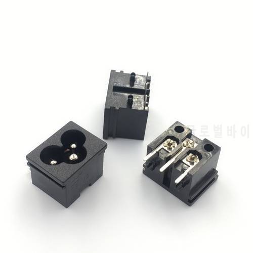 C6 Screw Mount Inlet Plug Socket AC socket Black 3 Pin IEC320 connector