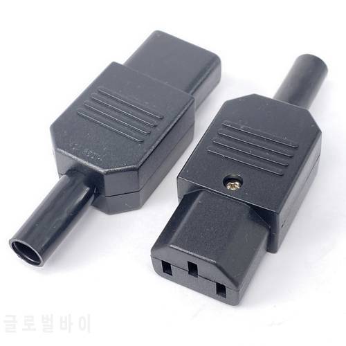 10pcs New Wholesale Price 10A 250V Black IEC C13 female Plug Rewirable Power Connector 3 pin AC Socket