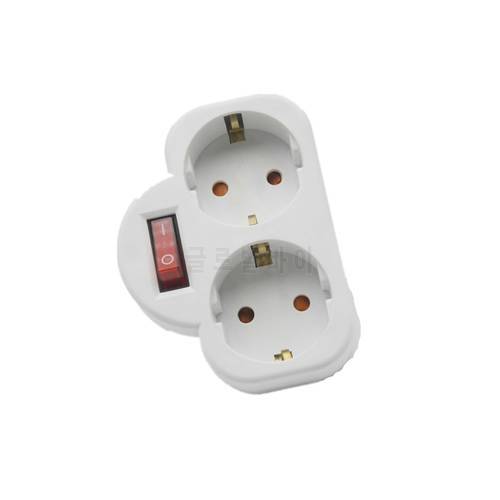 European Type Conversion Plug 1 TO 2 Two Hole Way Socket Adapter EU Standard Power Adapter Socket 16A Travel Plugs with switch
