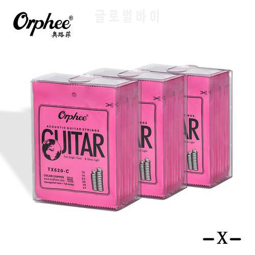 Orphee High Quality TX620-C Color Acoustic Guitar Strings 6 pcs/1set (0.10-.047) Rainbow Colorful Guitar Strings 1st-6th