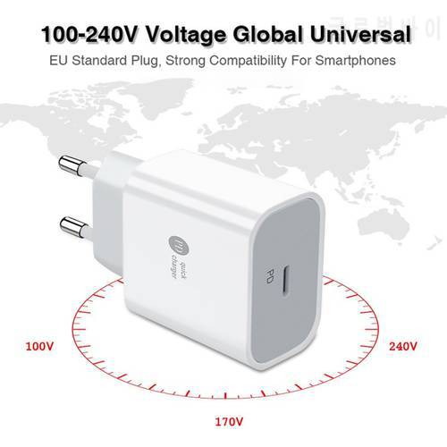 US EU Plug USB Charger 20W PD USB Type C Wall Charger Power Adapter for iPhone 12