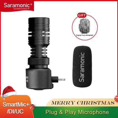 Saramonic SmartMic+/Di/UC TRRS Directional Microphone with Foam Windscreen for IOS iPhone x 8 7 7 plus Android Smartphones