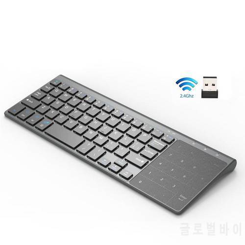 Hot Thin 2.4G Wireless Keyboard Mini Multimedia Keyboard With Number Touchpad Numeric Keypad For Tablet Desktop Laptop PC