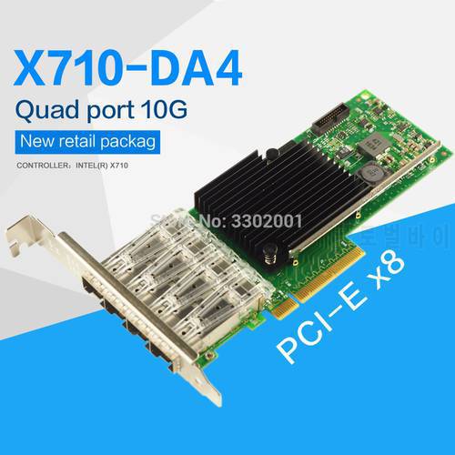 FANMI X710-DA4 4 Port 10-Gigabit Ethernet Converged Network Card Server Adapter