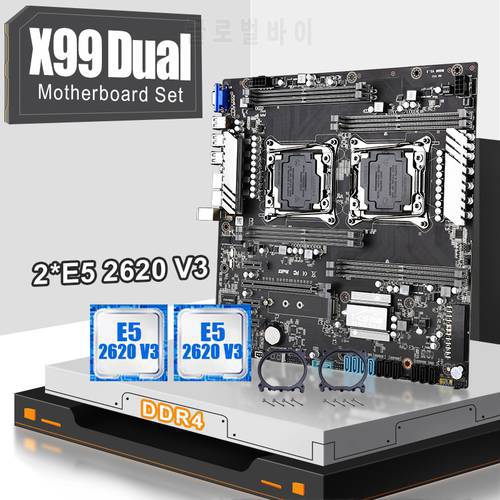 JINGSHA X99 Dual Motherboard Set LGA 2011-3 With 2pcs XEON E5 2620V3 Six-Core Processor Support MAX 2400MHz 8-Channel V4 CPU