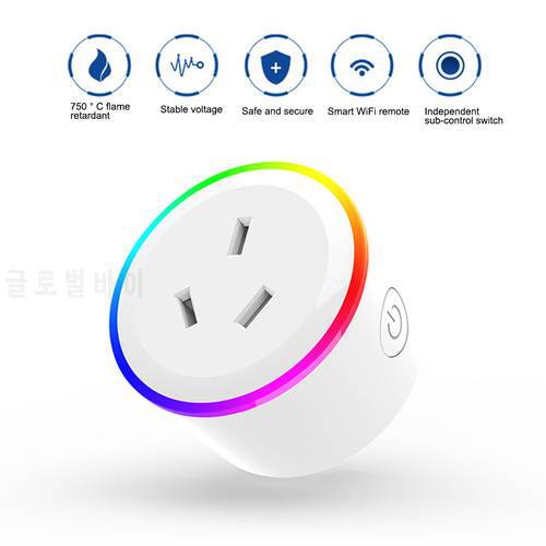Wifi Smart Outlet Monitor 16a Rgb Smart Plug Power Outlet Remote Control Timer For Phone Smart Life App Au Plug