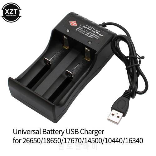 Universal 2 slot Battery 3.7V USB Charger Smart Chargering Rechargeable for Li-ion 18650 26650 14500 17670 10440 16340 Batteries