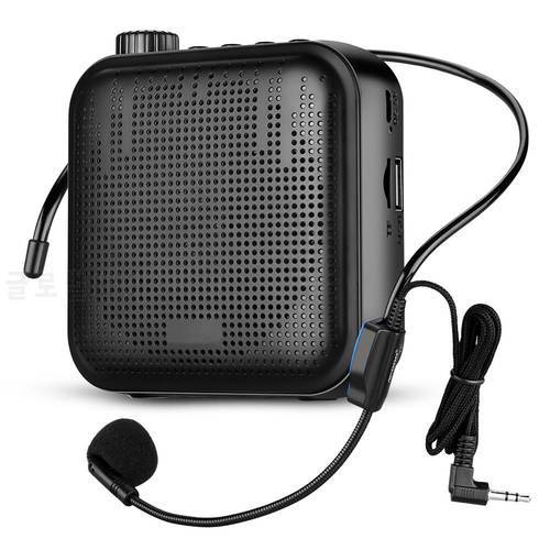 Portable 12W Mini Wired Voice Amplifier with Sound-Amplifying Music Playing Wired Microphone Headset for Classroom Meetings