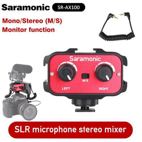 Saramonic SR-AX100 Universal Microphone Audio Adapter Mixer with Stereo & Dual Mono 3.5mm Inputs for DSLR Cameras & Camcorders