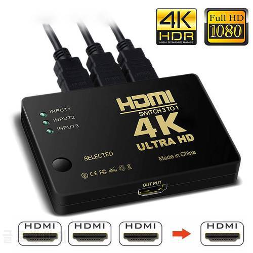 3 Port 4K*2K 1080P Switcher HDMI Switch Selector 3x1 Splitter Box Ultra HD for HDTV Xbox PS3 PS4 Multimedia HOT Selling