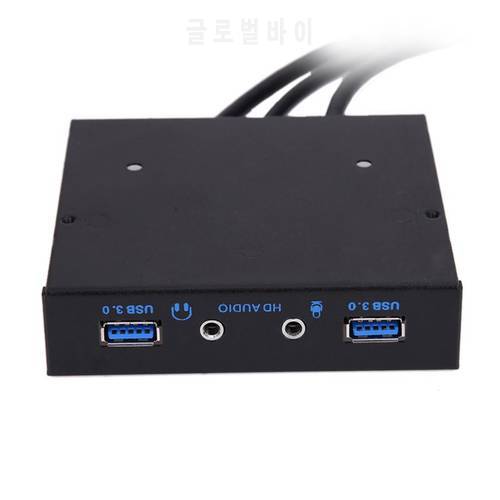 3.5in 20Pin to USB 3.0 4 Ports HUB with HD Audio PC Floppy Expansion Front Panel Computer Splitter Converter Adapter Connector