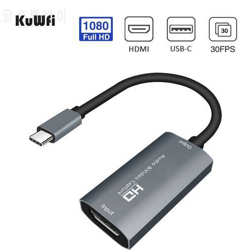 KuWFi HDMI to USB C Capture Card 1080P HD Video Card Game Record for MacBook Pro PS4 Live Streaming Broadcast